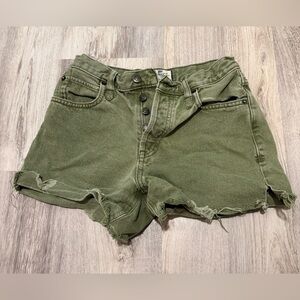Free People - Denim Green High Waisted Shorts